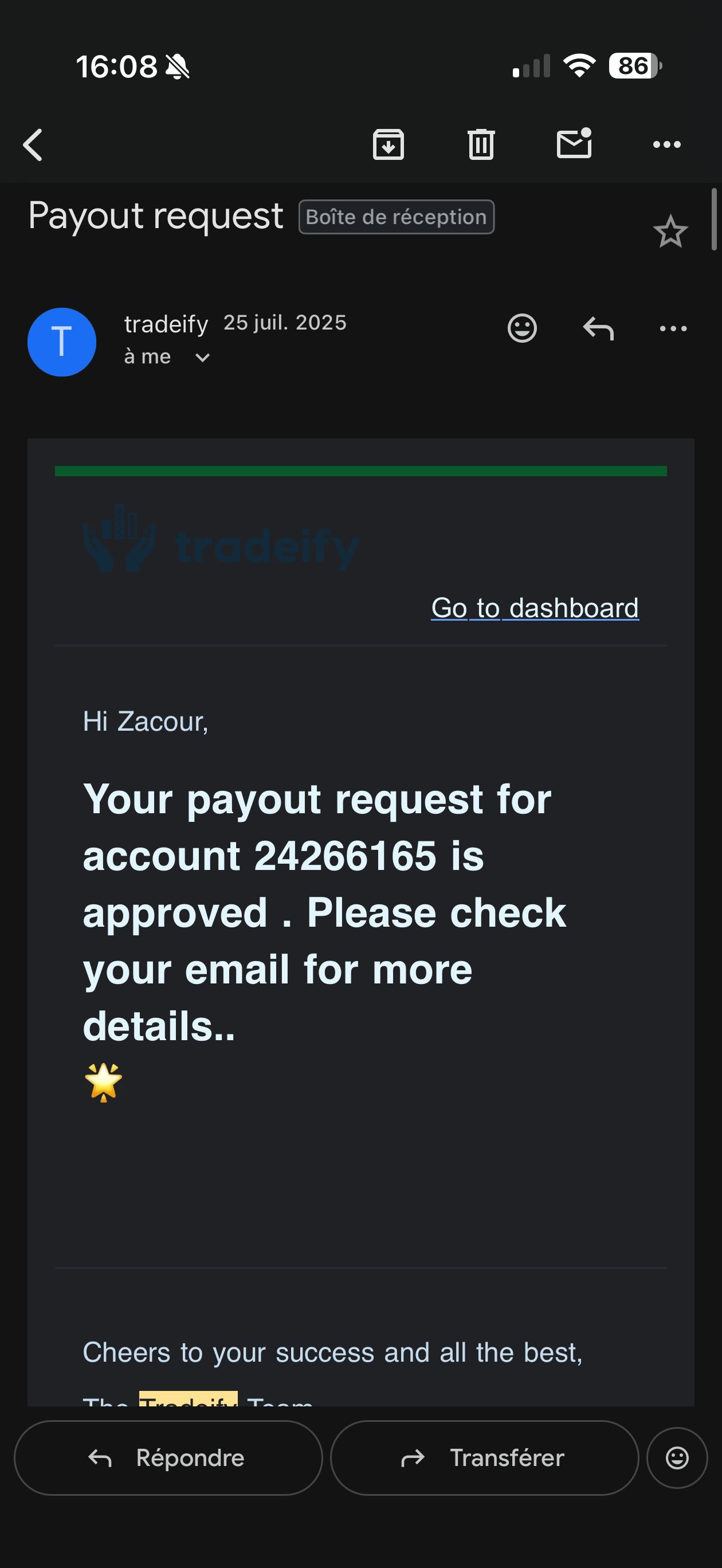 Email de payout approuvé