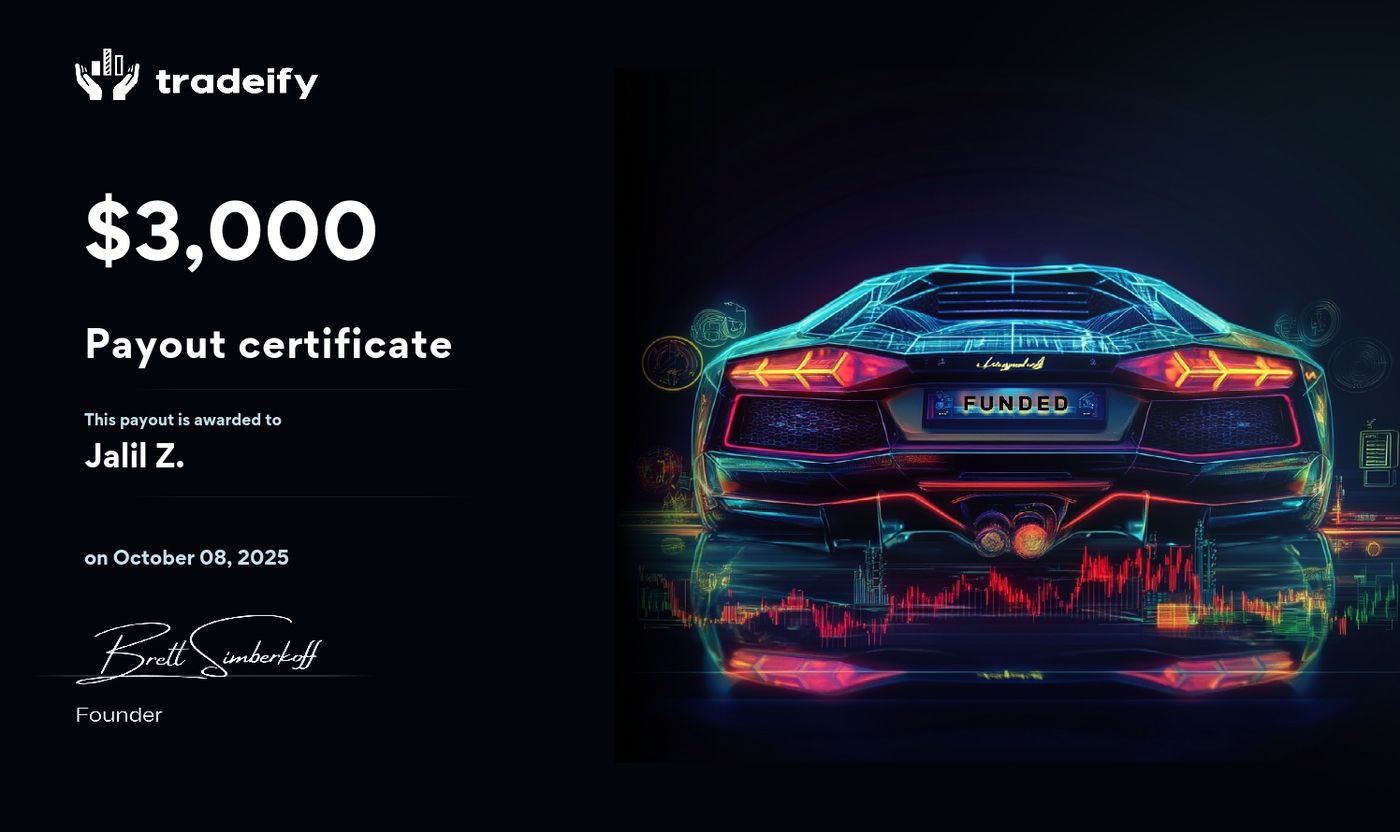 Certificat de payout 3000 dollars